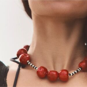 Zara CHERRY BEAD NECKLACE NWOT